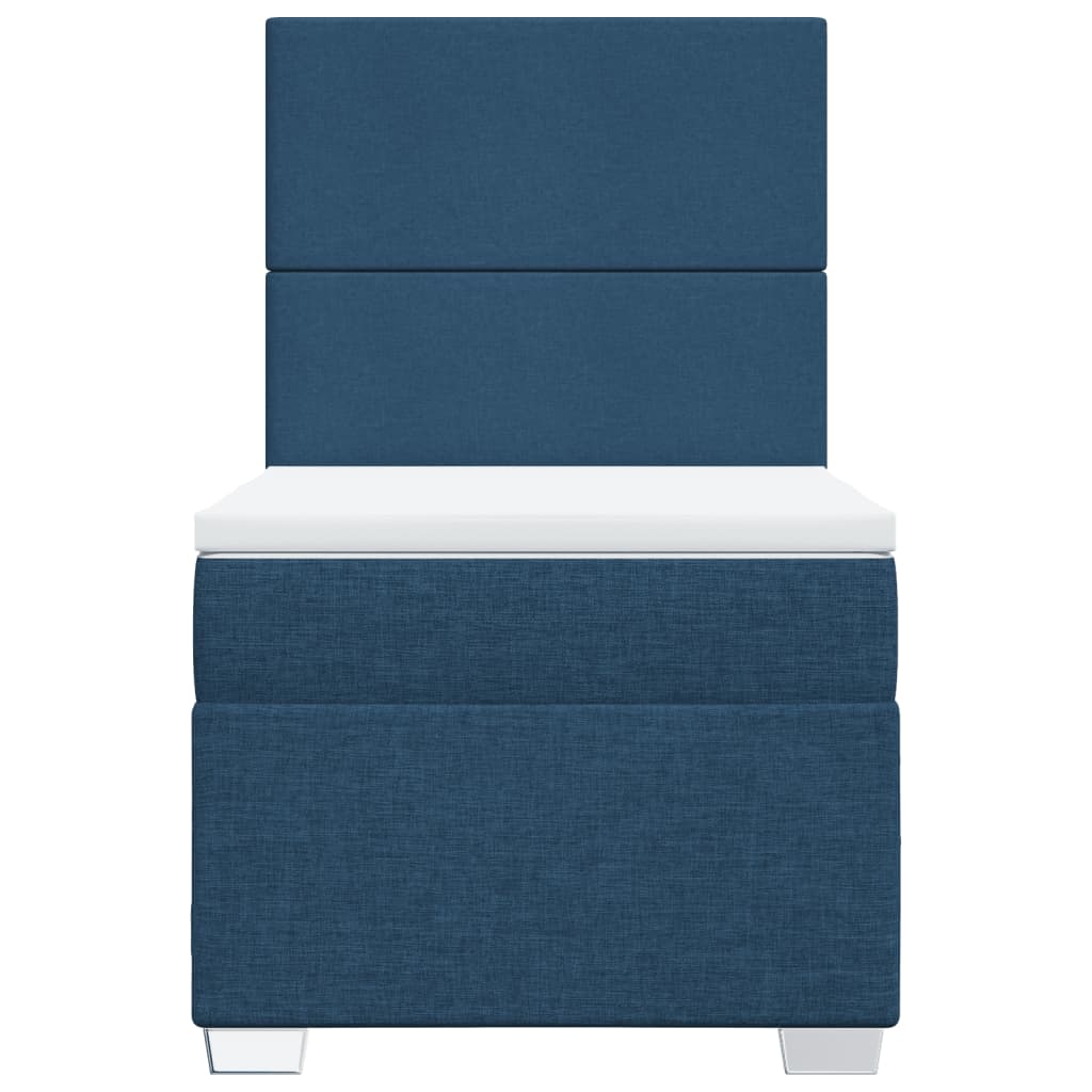Boxspring met matras stof blauw 90x200 cm
