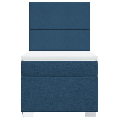 Boxspring met matras stof blauw 90x200 cm