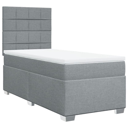 Boxspring met matras stof lichtgrijs 90x200 cm