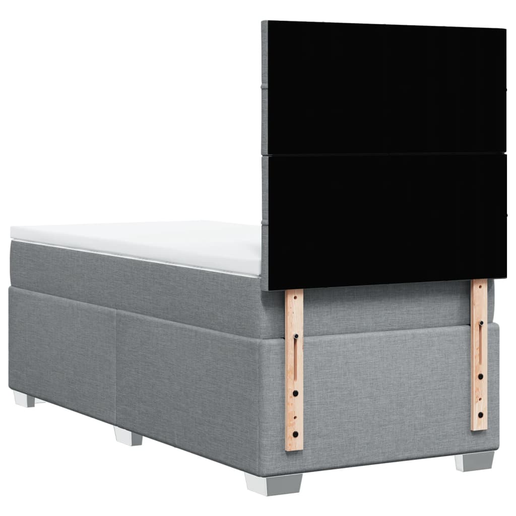 Boxspring met matras stof lichtgrijs 90x200 cm