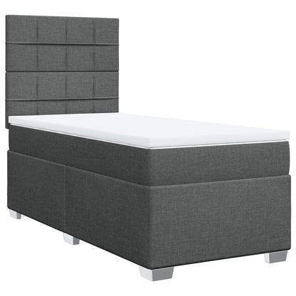 Boxspring met matras stof donkergrijs 90x200 cm