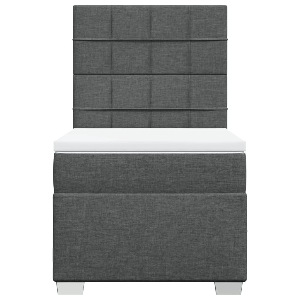 Boxspring met matras stof donkergrijs 90x200 cm