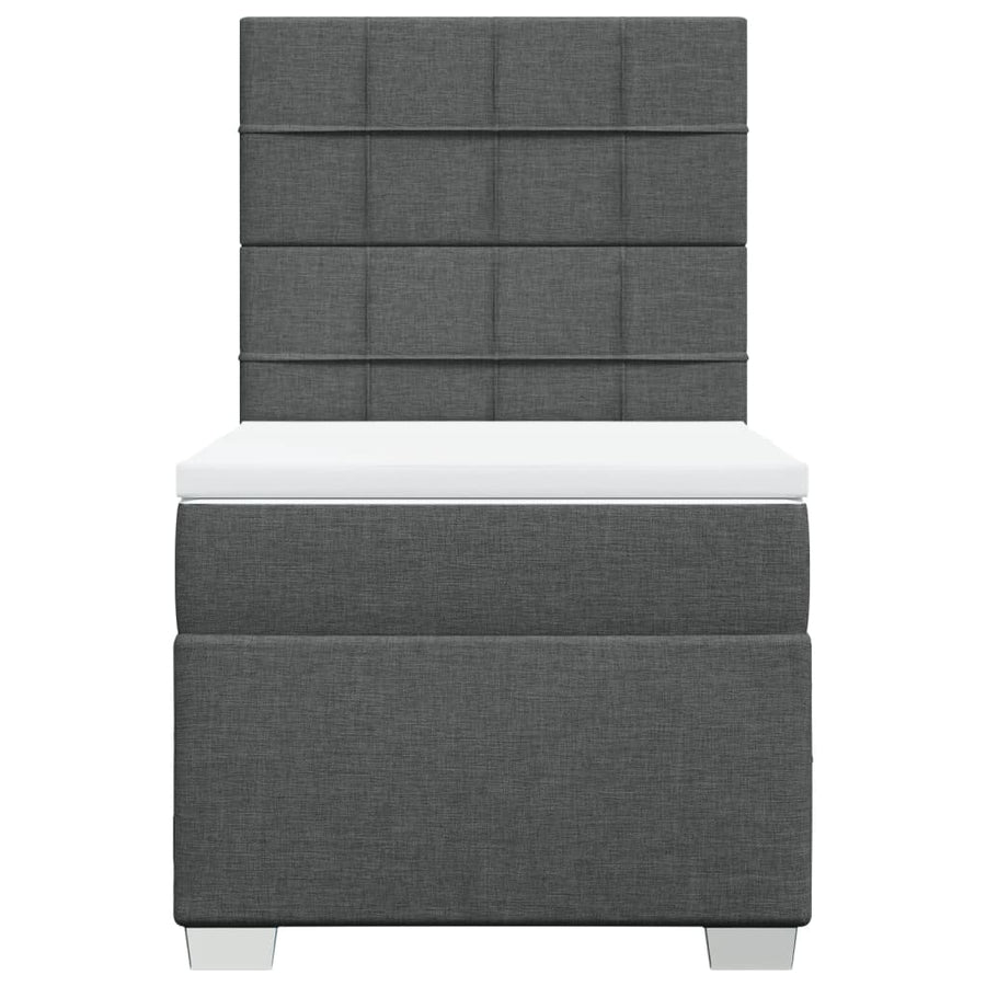 Boxspring met matras stof donkergrijs 90x200 cm