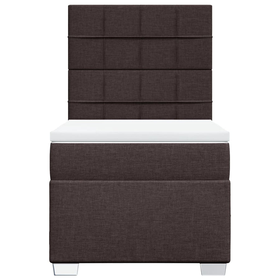 Boxspring met matras stof donkerbruin 90x200 cm
