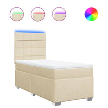 Boxspring met matras stof crèmekleurig 90x200 cm