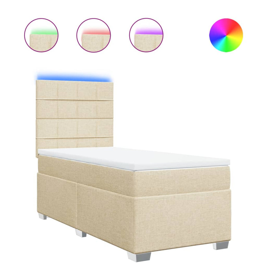 Boxspring met matras stof crèmekleurig 90x200 cm