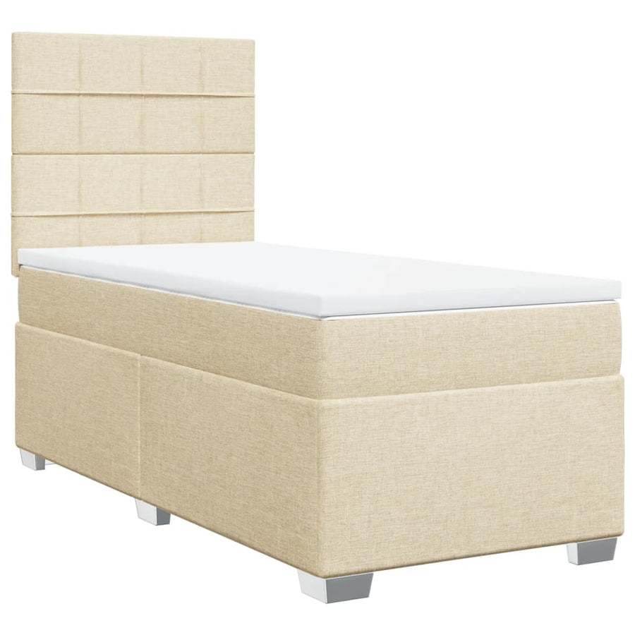 Boxspring met matras stof crèmekleurig 90x200 cm