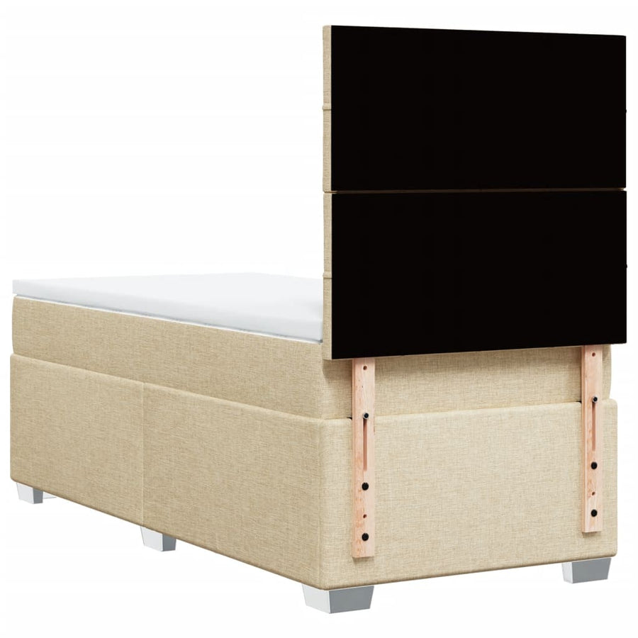 Boxspring met matras stof crèmekleurig 90x200 cm