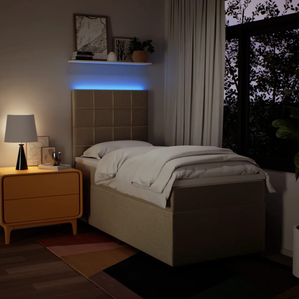 Boxspring met matras stof crèmekleurig 90x200 cm