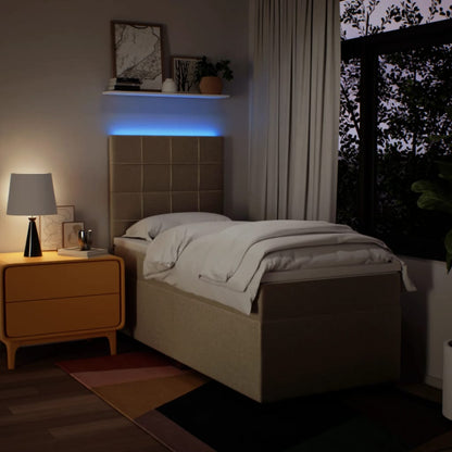 Boxspring met matras stof crèmekleurig 90x200 cm