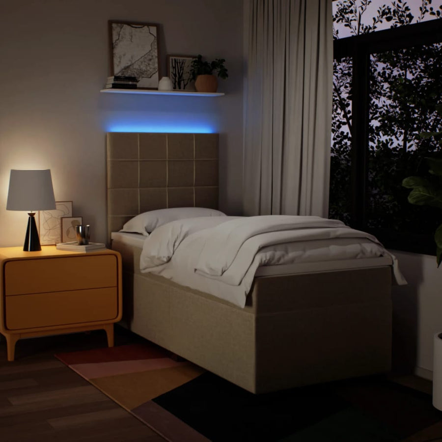 Boxspring met matras stof crèmekleurig 90x200 cm