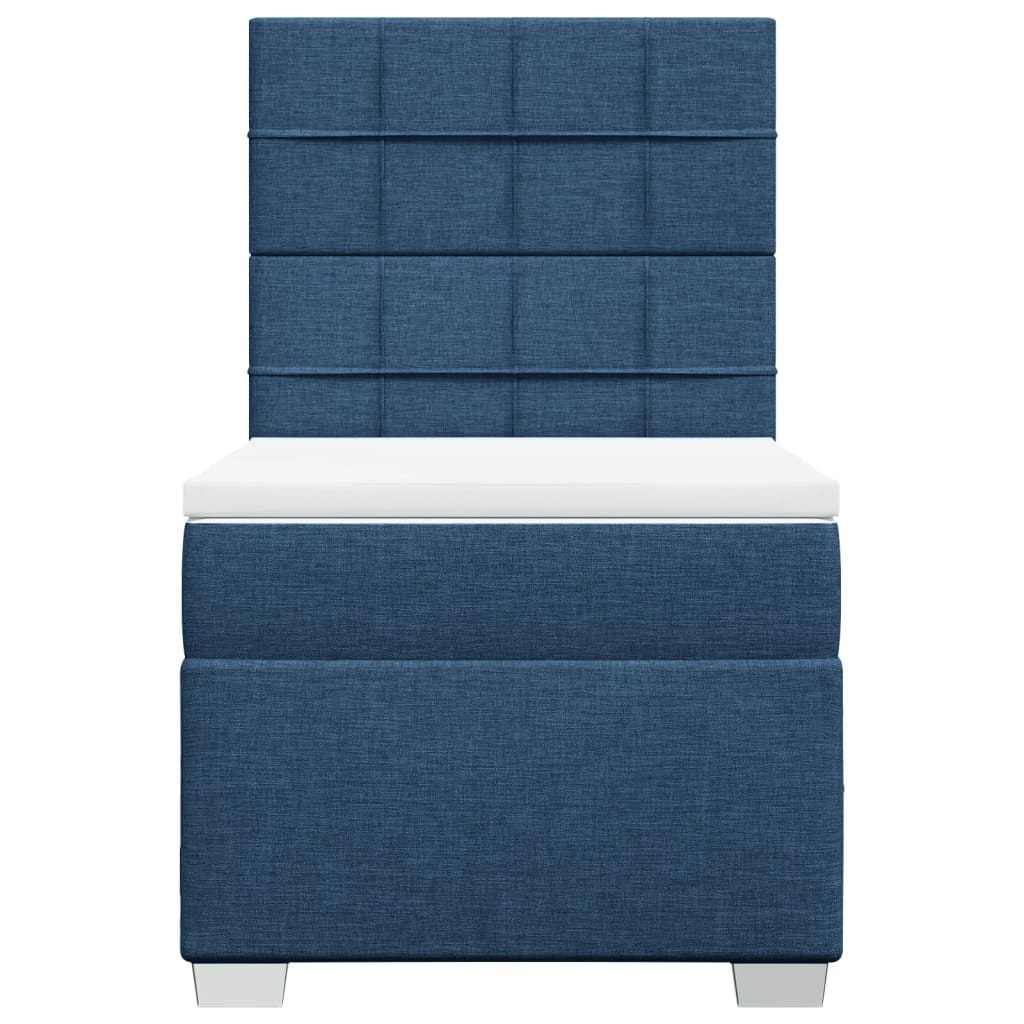 Boxspring met matras stof blauw 90x200 cm