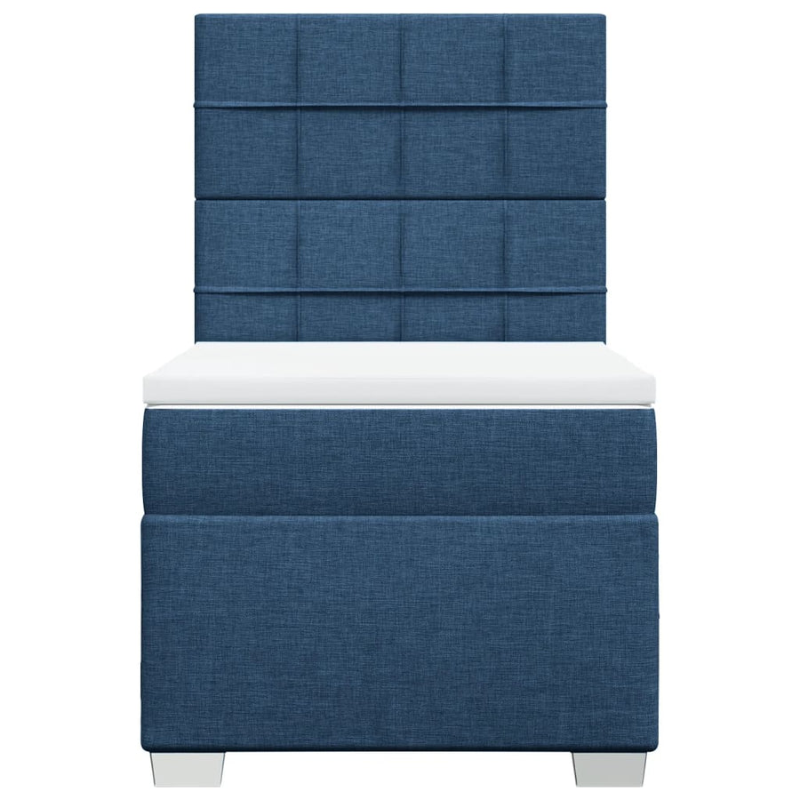 Boxspring met matras stof blauw 90x200 cm