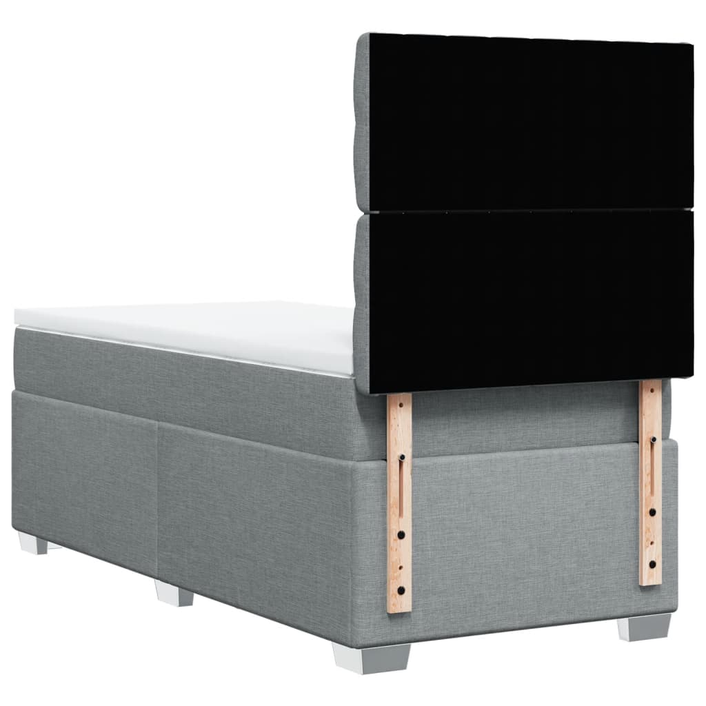 Boxspring met matras stof lichtgrijs 90x200 cm