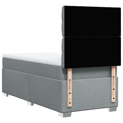 Boxspring met matras stof lichtgrijs 90x200 cm