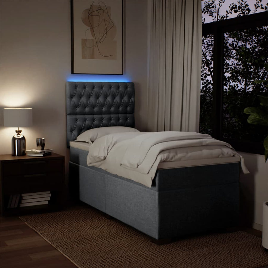 Boxspring met matras stof lichtgrijs 90x200 cm