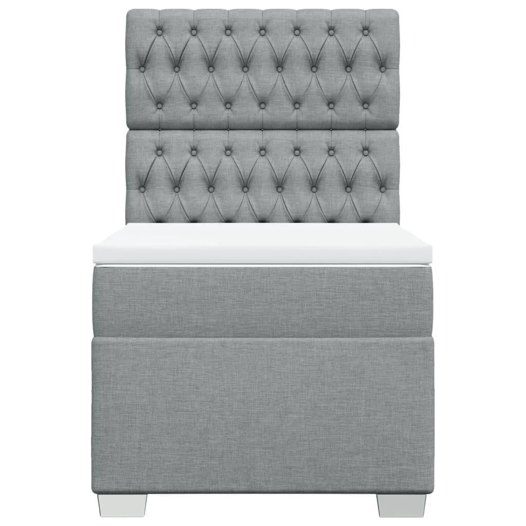 Boxspring met matras stof lichtgrijs 90x200 cm