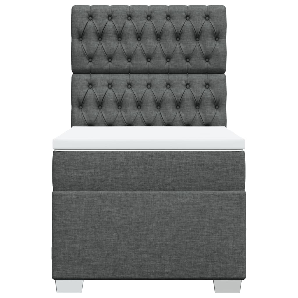Boxspring met matras stof donkergrijs 90x200 cm