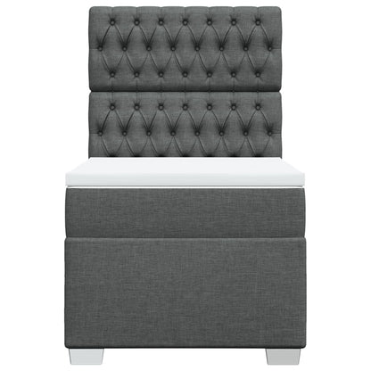 Boxspring met matras stof donkergrijs 90x200 cm