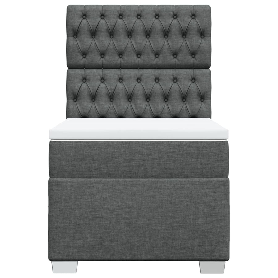 Boxspring met matras stof donkergrijs 90x200 cm