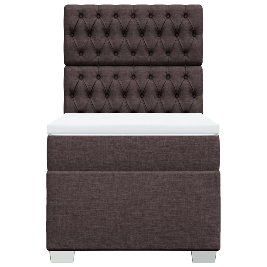 Boxspring met matras stof donkerbruin 90x200 cm