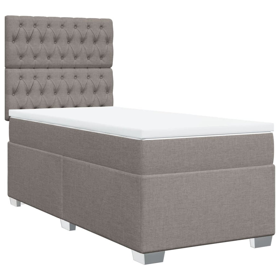 Boxspring met matras stof taupe 90x200 cm