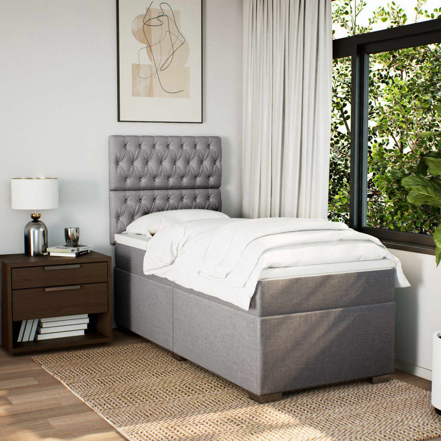 Boxspring met matras stof taupe 90x200 cm