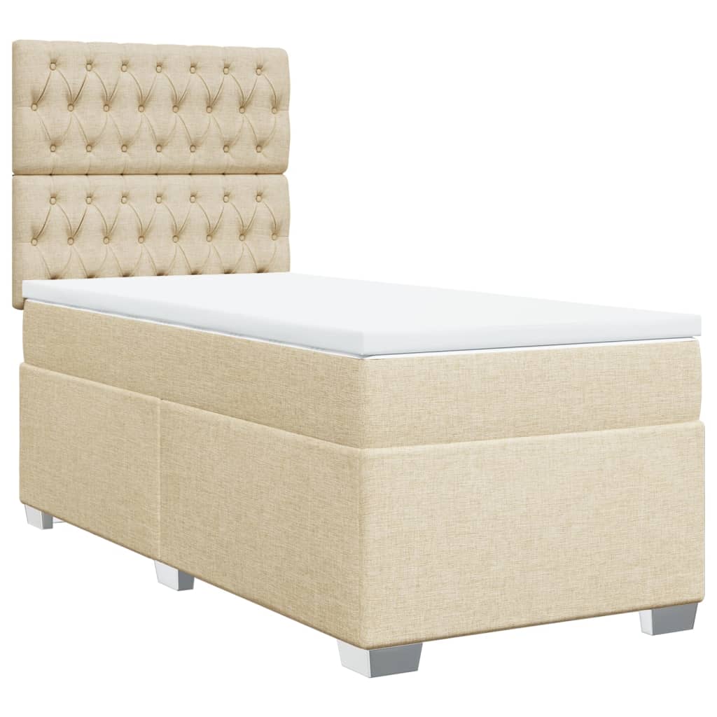 Boxspring met matras stof crèmekleurig 90x200 cm