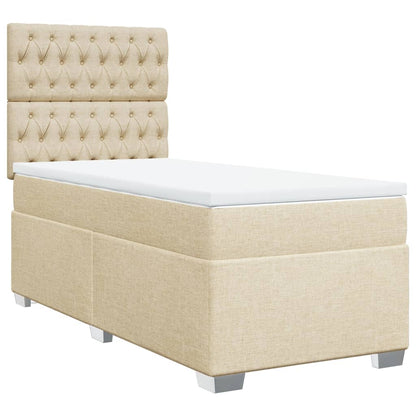 Boxspring met matras stof crèmekleurig 90x200 cm