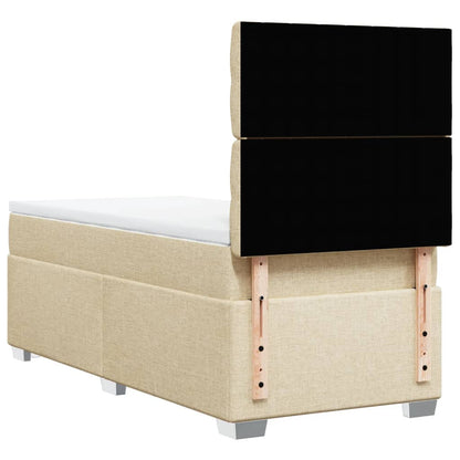 Boxspring met matras stof crèmekleurig 90x200 cm