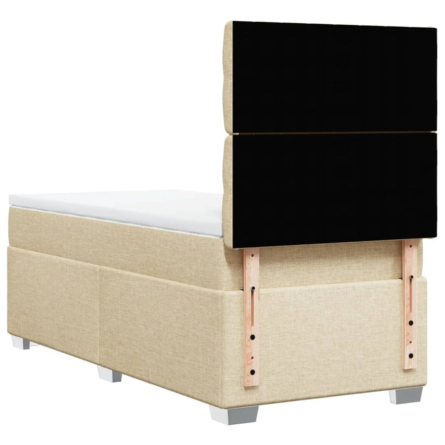 Boxspring met matras stof crèmekleurig 90x200 cm