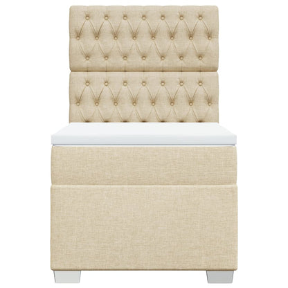 Boxspring met matras stof crèmekleurig 90x200 cm