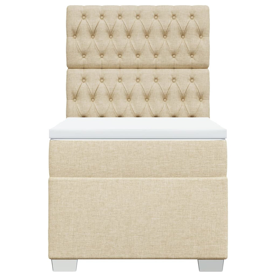 Boxspring met matras stof crèmekleurig 90x200 cm