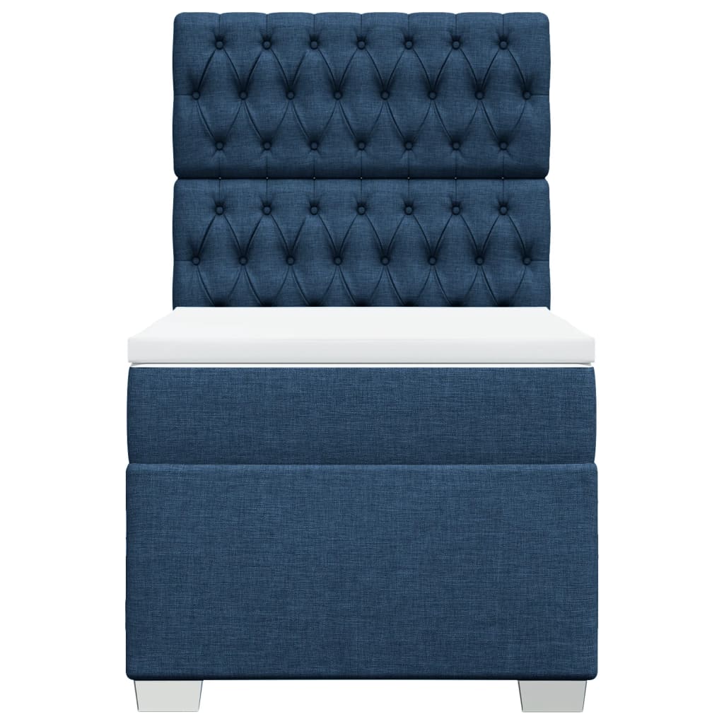Boxspring met matras stof blauw 90x200 cm