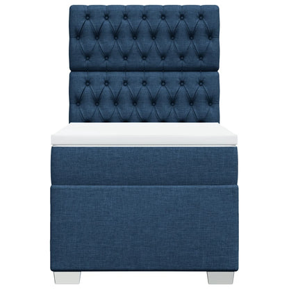 Boxspring met matras stof blauw 90x200 cm
