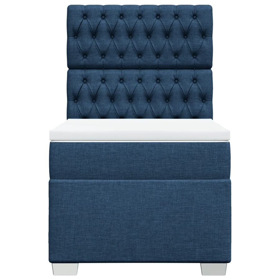 Boxspring met matras stof blauw 90x200 cm