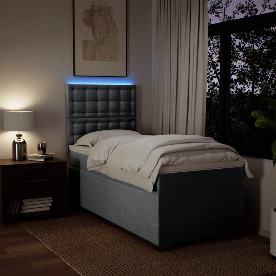 Boxspring met matras stof lichtgrijs 90x200 cm