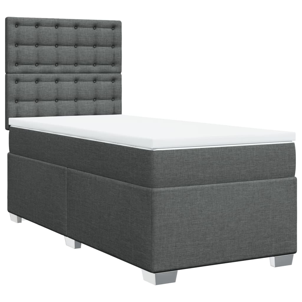 Boxspring met matras stof donkergrijs 90x200 cm
