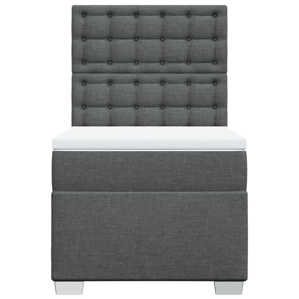 Boxspring met matras stof donkergrijs 90x200 cm