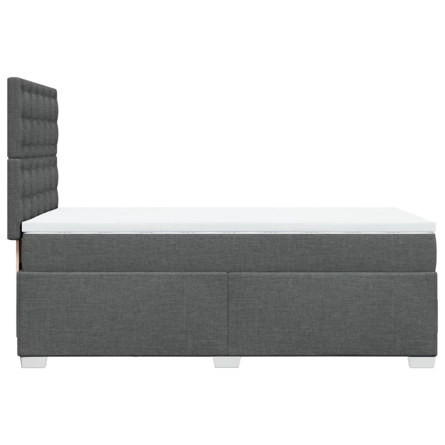 Boxspring met matras stof donkergrijs 90x200 cm