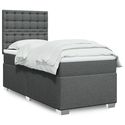 Boxspring met matras stof donkergrijs 90x200 cm