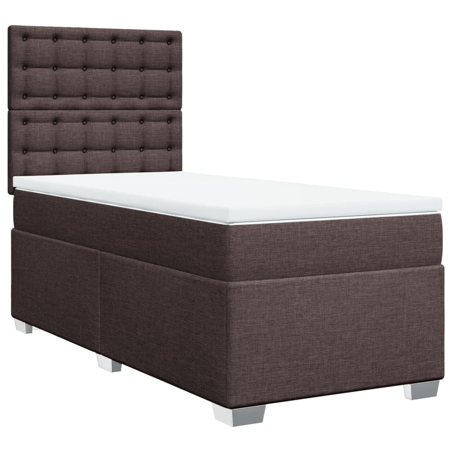 Boxspring met matras stof donkerbruin 90x200 cm