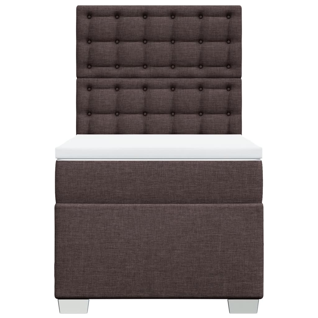 Boxspring met matras stof donkerbruin 90x200 cm