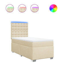 Boxspring met matras stof crèmekleurig 90x200 cm
