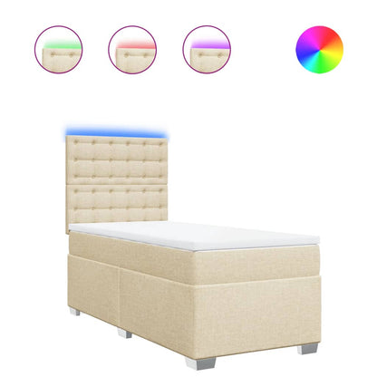 Boxspring met matras stof crèmekleurig 90x200 cm