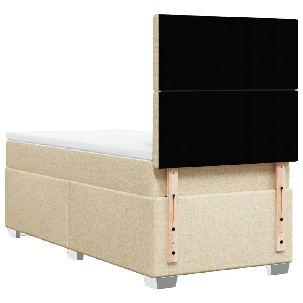 Boxspring met matras stof crèmekleurig 90x200 cm