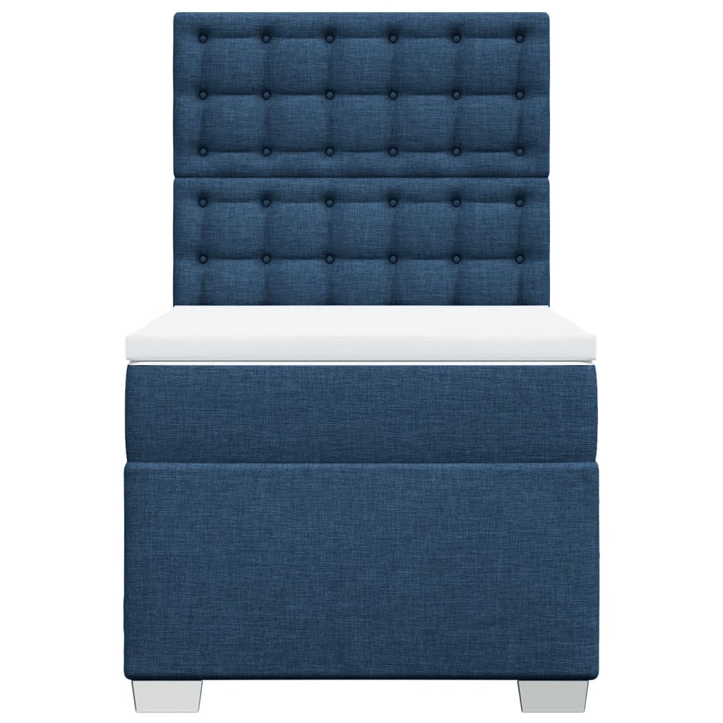 Boxspring met matras stof blauw 90x200 cm