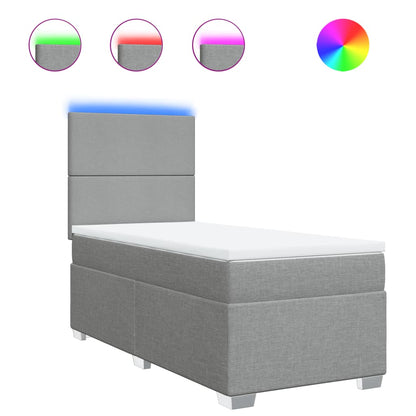 Boxspring met matras stof lichtgrijs 100x200 cm