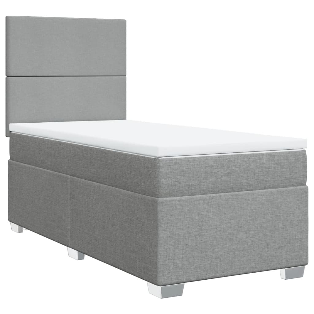 Boxspring met matras stof lichtgrijs 100x200 cm