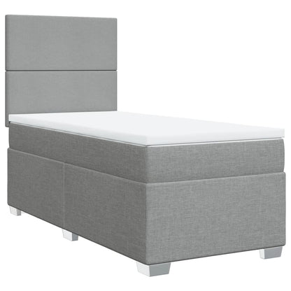 Boxspring met matras stof lichtgrijs 100x200 cm